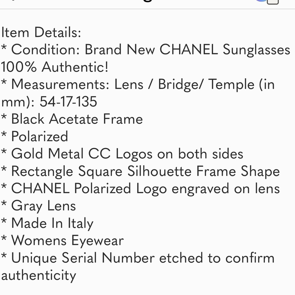 Chanel Rectangle Sunglasses Authentic - Picture 11 of 11